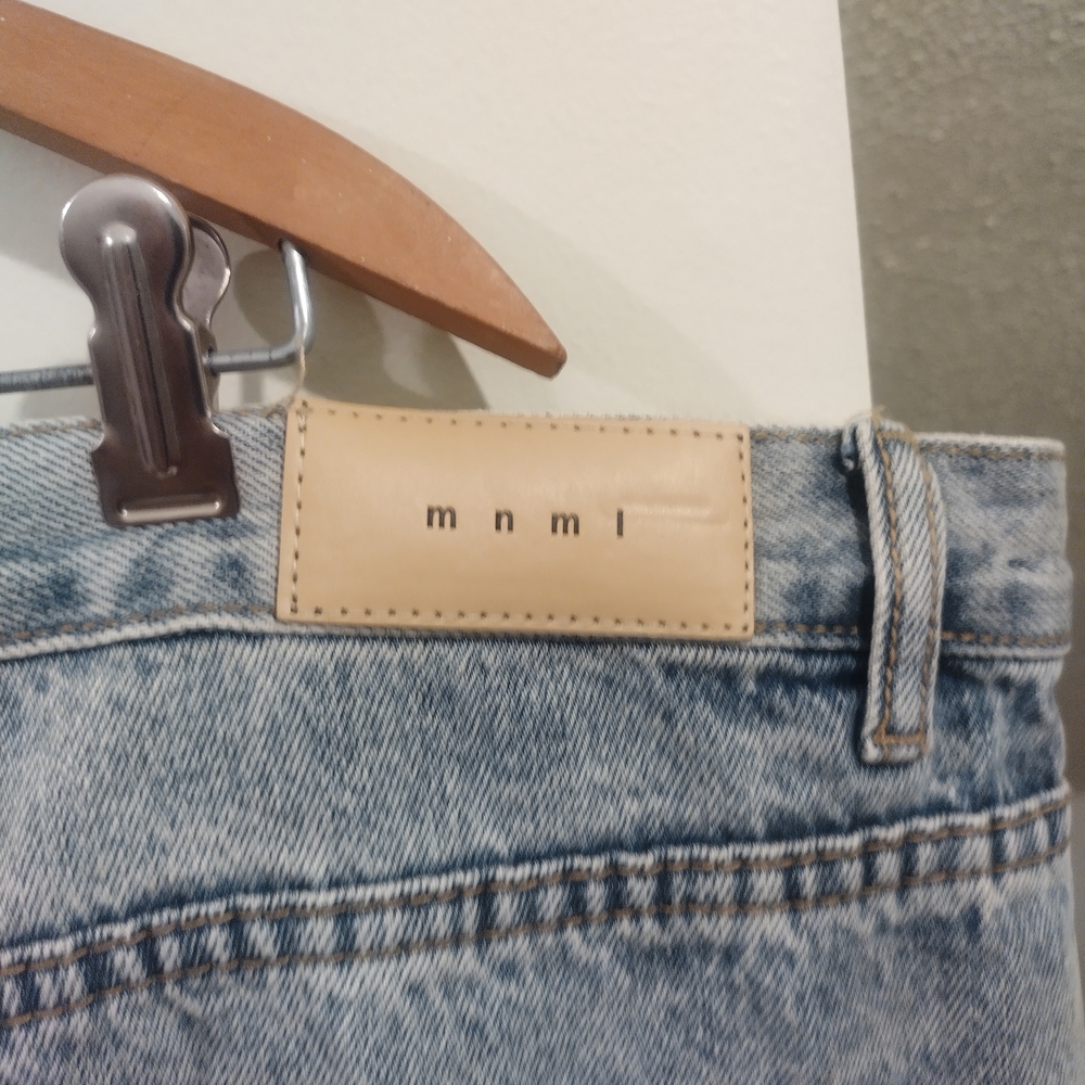 MNML LA B572 Studded Flare Denim Jeans Men's Size 42 Blue Relaxed B-Fit - Picture 9 of 12